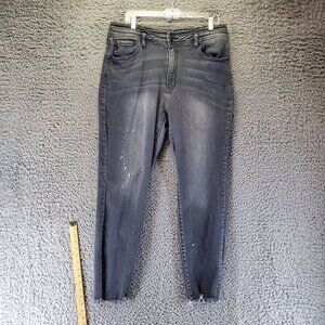 Kancan Jeans Womens 32 Gray High Rise Skinny Bleach Splatter Stretch Design